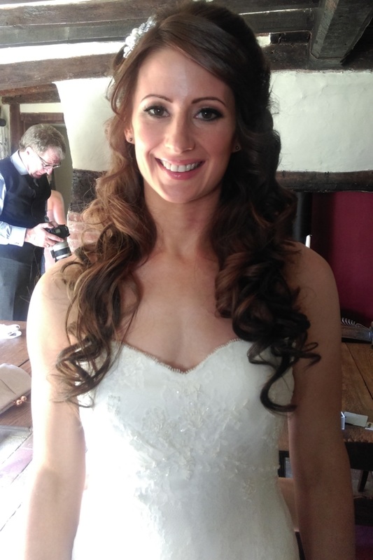 Photo of brides wedding hair down, by Karen's Beautiful Brides, Suffolk wedding hairdresser