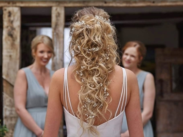 Karen's Beautiful Brides hair down waterfall curls Wedding hair style