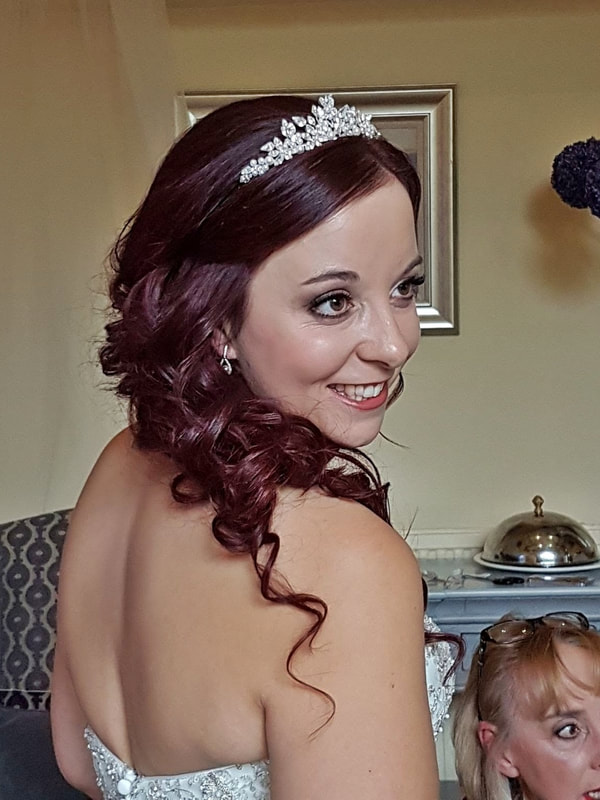 Sudbury & Hadleigh Suffolk Wedding Hairdresser hair down over shoulder 