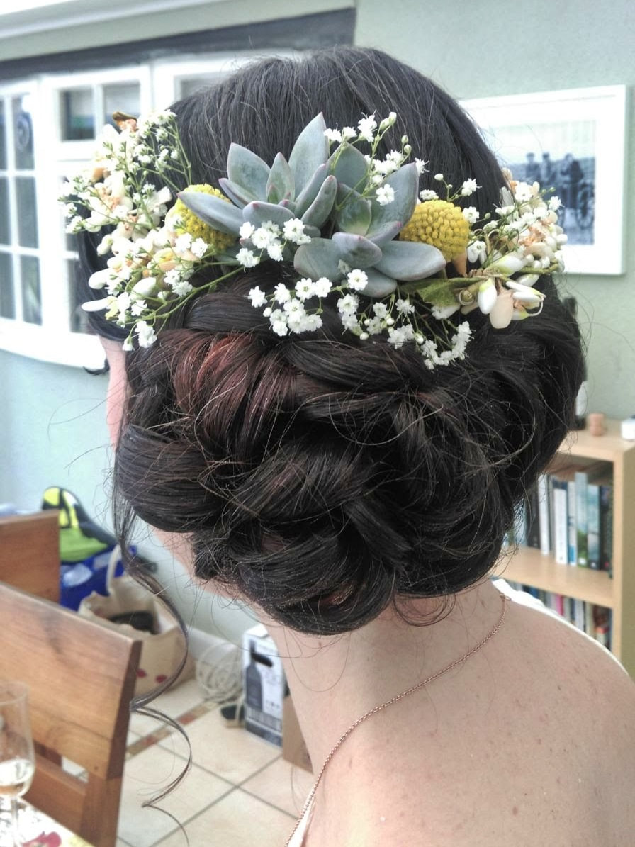 Karen's Beautiful Brides | Wedding Hair Stylist | Hair up with flowers | BoHo