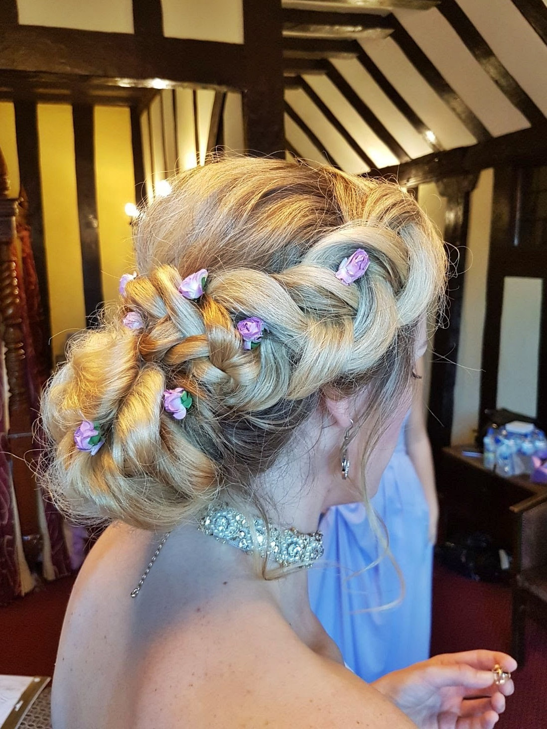 Karen's Beautiful Brides | BoHo hair up with plait | Suffolk Wedding hairdresser