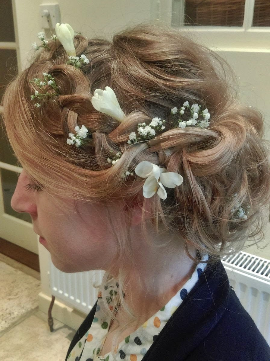 Karen's Beautiful Brides | BoHo messy bun with plait | Suffolk Wedding hairdresser